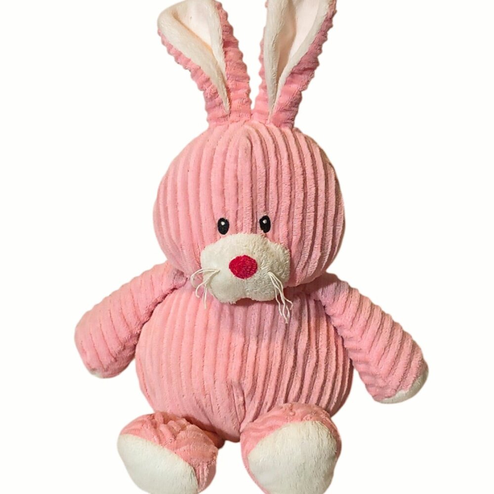 Ganz Corduroy Cutie Pink Bunny Rabbit Rattle Baby Lovey Plush BeanBag Toy 12"
